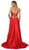 Nox Anabel - C209 Halter Corset Back High Slit Gown In Red