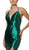 Nox Anabel - C213 Plunging Bodice High Slit Trumpet Gown In Green