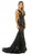 Nox Anabel - C214 Sequined Geo-Motif Trumpet Gown In Black