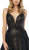 Nox Anabel - C215 Embellished Deep V-neck Dress With Overskirt In Black