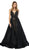 Nox Anabel - C215 Embellished Deep V-neck Dress With Overskirt In Black