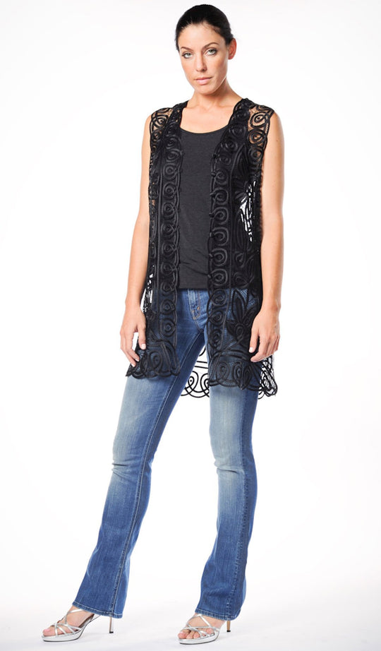 Soulmates - C21L Long Silk Crochet Vest