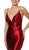 Nox Anabel - C227 Plunging V-neck Trumpet Dress With Open Back In Red