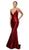 Nox Anabel - C227 Plunging V-neck Trumpet Dress With Open Back In Red