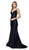 Nox Anabel - C227 Plunging V-neck Trumpet Dress With Open Back In Blue