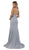 Nox Anabel - C234 Iridescent Sleeveless V Neck Mermaid Gown In Blue and Silver