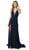Nox Anabel - C234 Iridescent Sleeveless V Neck Mermaid Gown In Blue