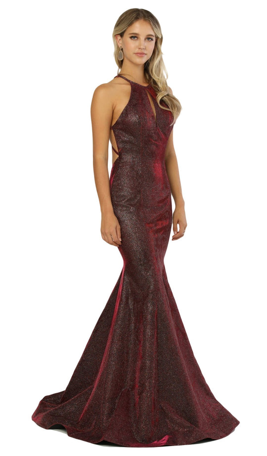 Nox Anabel - C237 Sleeveless Halter Mermaid Dress With Train In Red