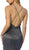 Nox Anabel - C238 Plunging V-Neck Metallic High Slit Gown In Blue
