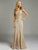 Lara Dresses - Strapless Floral Patterned Champagne Evening Gown 32978 In Neutral