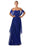 JS Collection - 861627X Strapless Beaded Ruched Empire Chiffon Dress in Blue