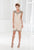 Terani Couture - C3661 Bejeweled V-Neck Sheath Dress in Neutral