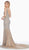Ashley Lauren - 1455 Embellished Scoop Trumpet Dress With Train In Silver and Gold
