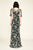 Tadashi Shoji - Elbow–Length Flutter Sleeves Column Dress In Black and Silver