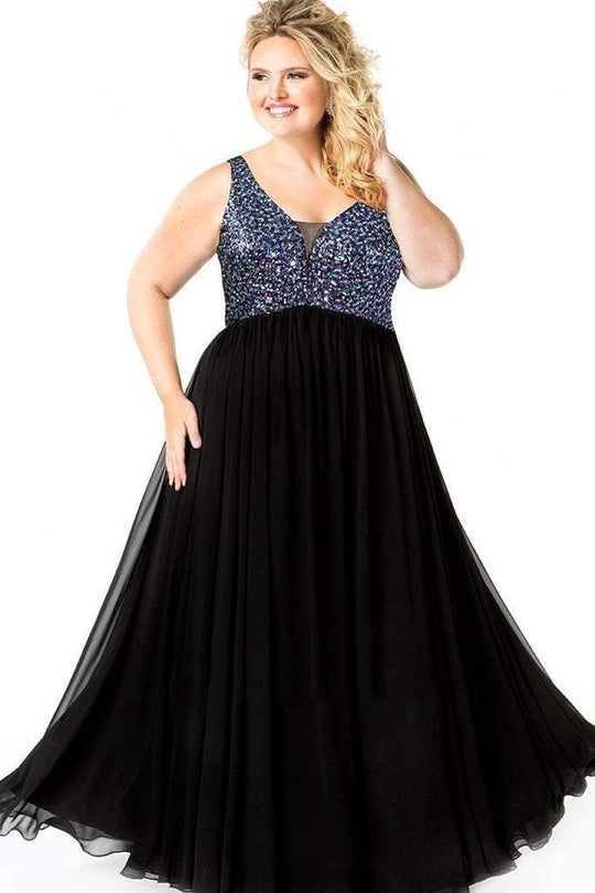 CE1813 Sequin V-neck A-line Dress