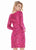Ashley Lauren - 4122 Fully Beaded Long Sleeve Sheath Cocktail Dress In Pink