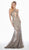 Ashley Lauren - 1458 Embellished Halter Trumpet Dress With Cutout In Silver and Gray