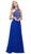 Sleeveless Beaded Halter Neck Long A-line Dress