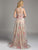 Lara Dresses - Embroidered Jewel Illusion Evening Gown with Silver Trimming and Rhinestone Embellishments 33223 in Neutral