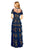 Tadashi Shoji - Lace Gathered Jewel A-Line Dress In Blue