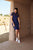 Tadashi Shoji - Banded Illusion Short Sleeve Dress In Blue and Black
