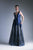 Cinderella Divine - C80142 Deep V Neckline Printed Satin Gown In Blue