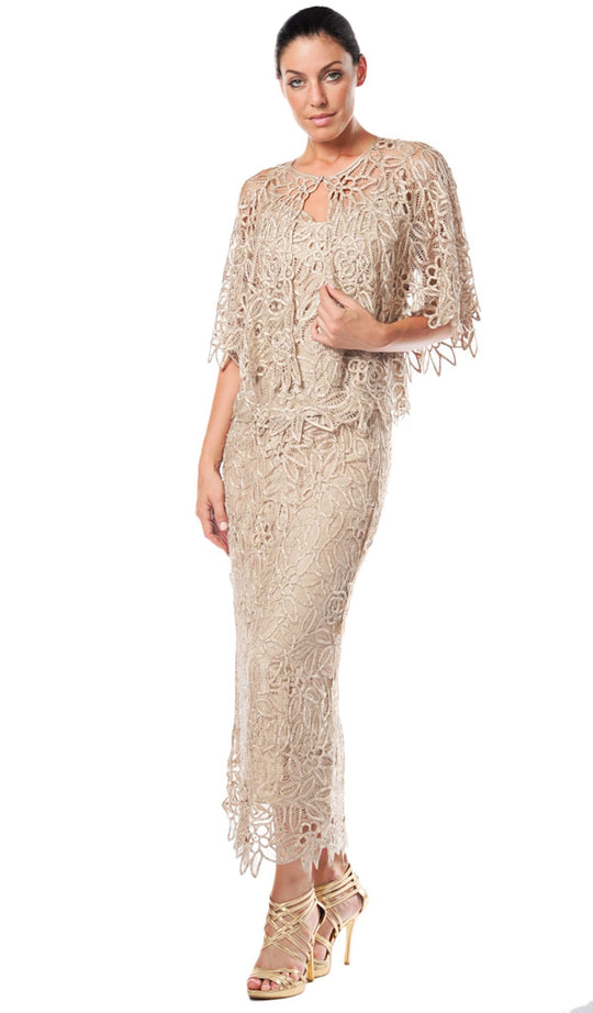 Soulmates - C80312 Beaded Lace Cape Top and Skirt Set