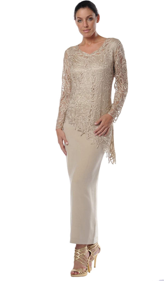 Soulmates - C805850 Asymmetrical and Straight Back Slit Long Skirt