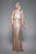 Tadashi Shoji - Bishop Sleeves Sheer Back Sequined Long Gown In Gold