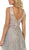 May Queen - RQ7595 Embellished Deep V-neck A-line Gown in Silver