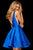 Sherri Hill - 52179 Illusion Deep V Bodice Satin Short A-Line Dress In Blue