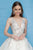 Jovani - 1816 Floral Embroidered Deep V-neck Ballgown In Neutral and Multi-Color