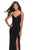 La Femme - 28079 Long Surplice High Slit Jersey Gown In Black