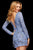 Sherri Hill - 53089 Beaded Long Sleeve Deep V-neck Short Sheath Dress In Blue and Purple