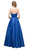 Cinderella Divine - CA317 Beaded Strapless Satin Ballgown In Blue
