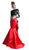 Cinderella Divine - CA318 Two Piece Lace Mikado Ruffled Mermaid Dress In Red and Black