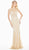 Ashley Lauren - 1435 Beaded Illusion Jewel Sheath Dress In White and Neutral