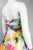 Cachet - Embellished Pleated Printed Dress 56606 in White and Multi-Color