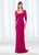 Cameron Blake - 118681 Queen Anne Illusion Lace Pleated Sheath Gown In Pink