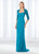 Cameron Blake - 118681 Queen Anne Illusion Lace Pleated Sheath Gown In Green