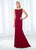 Cameron Blake - 118684 Shimmering Bateau Beaded Lace Jersey Gown In Red