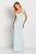 Cameron by Mon Cheri - Ornate Cap Sleeve Queen Anne Gown 119651 - 2 pcs. Navy In Size 10 and 12,  1 pc. Water in size 18 Available