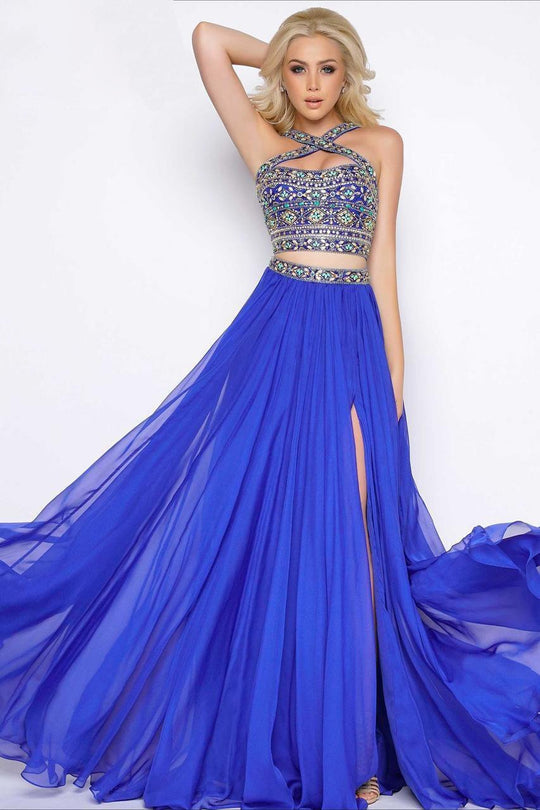 Cassandra Stone - Two Piece Gown Style 50364A in Blue and Multi-Color