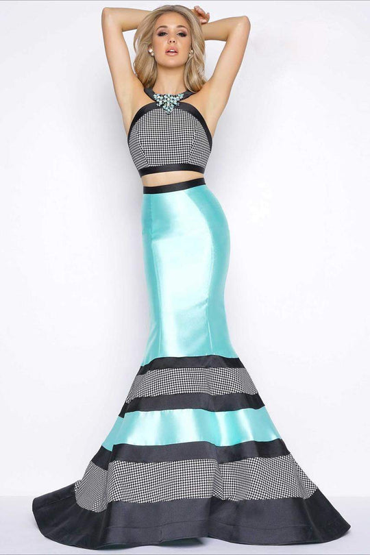 Cassandra Stone - Two Sleeve Dress Style 65913A in Blue and Black