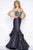Satin Mermaid Gown with Beaded Bodice 65915A in Black and Multi-Color