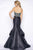Satin Mermaid Gown with Beaded Bodice 65915A in Black and Multi-Color