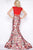 Two Piece Floral Taffeta Gown 65935A in Red and Multi-Color