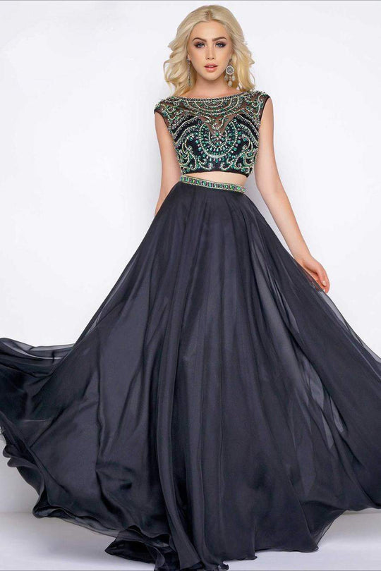 Cassandra Stone - Two Piece Gown Style 66040A in Black and Multi-Color