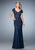 La Femme - Lace V-neck Sheath Dress 22998 in Blue