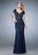 La Femme - 22998 Lace V-neck Sheath Dress In Blue